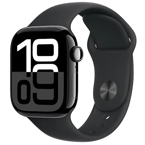 Đồng hồ thông minh Apple Watch Series 10 hiển thị giao diện chính với các ứng dụng, thể hiện màn hình OLED sống động và thiết kế mỏng nhẹ. Đây là mẫu mới nhất của Apple với nhiều tính năng sức khỏe và theo dõi hoạt động thể chất.