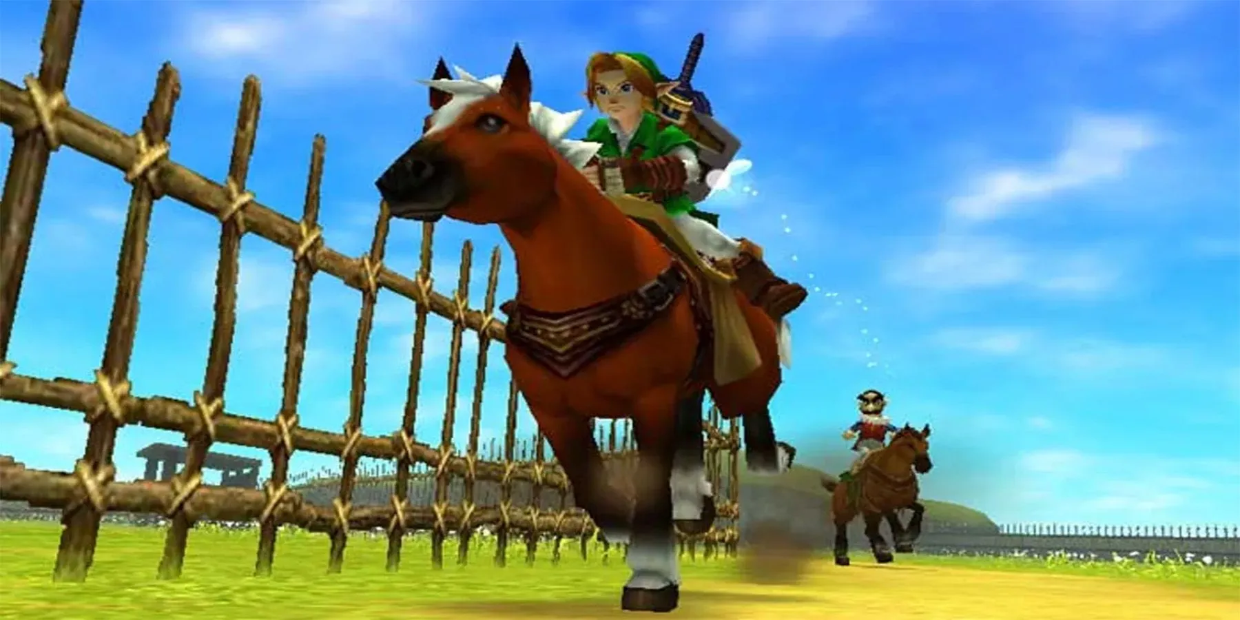 Epona và Link phiêu lưu trong The Legend of Zelda: Ocarina of Time 3D, minh họa cho ngựa biểu tượng của dòng game Zelda.