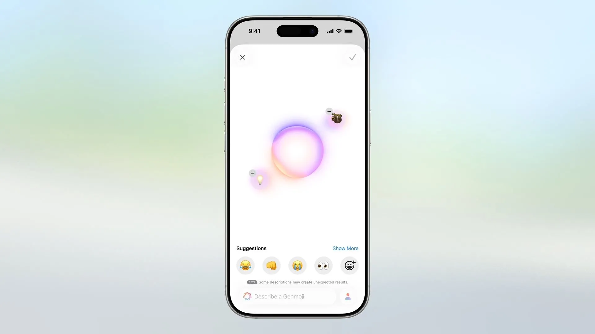 Genmoji trên iPhone kết hợp hai biểu tượng cảm xúc để tạo biểu tượng mới.