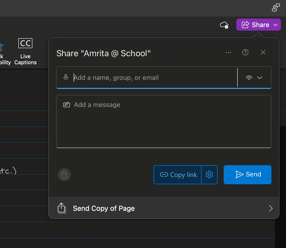 Giao diện cộng tác trên OneNote, cho phép nhiều người chỉnh sửa sổ ghi chú cùng lúc