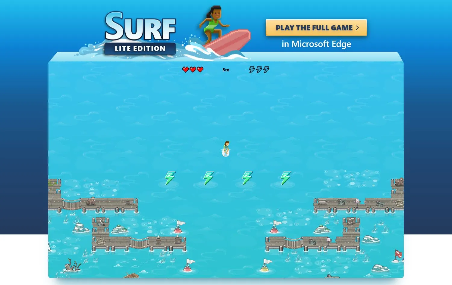 Giao diện Surf Lite Edition, phiên bản nhẹ của game Edge Surf