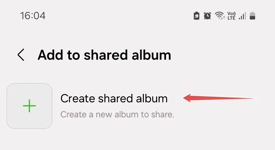 Giao diện &quot;Tạo Album Chia Sẻ&quot; mới trong ứng dụng Thư viện Samsung