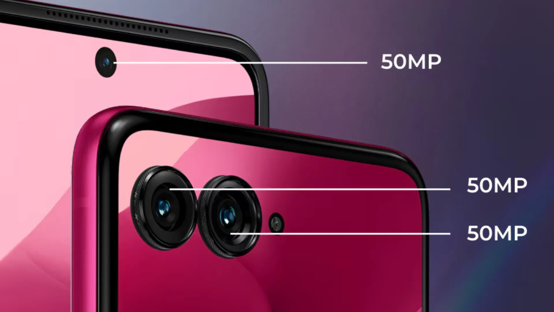 Hình ảnh minh họa ba camera 50MP trên Razr Ultra, cho thấy sự tập trung vào nhiếp ảnh.