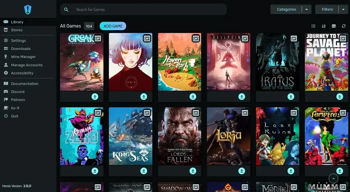 Hình ảnh minh họa Heroic Games Launcher, công cụ cần thiết để chơi game từ các cửa hàng khác trên SteamOS.