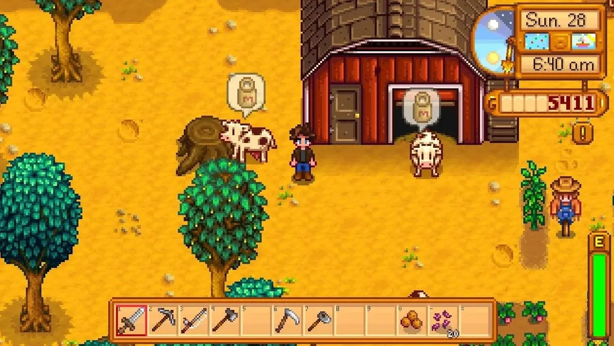 Hình ảnh những chú bò trong game Stardew Valley, một ví dụ về game hỗ trợ native Linux.