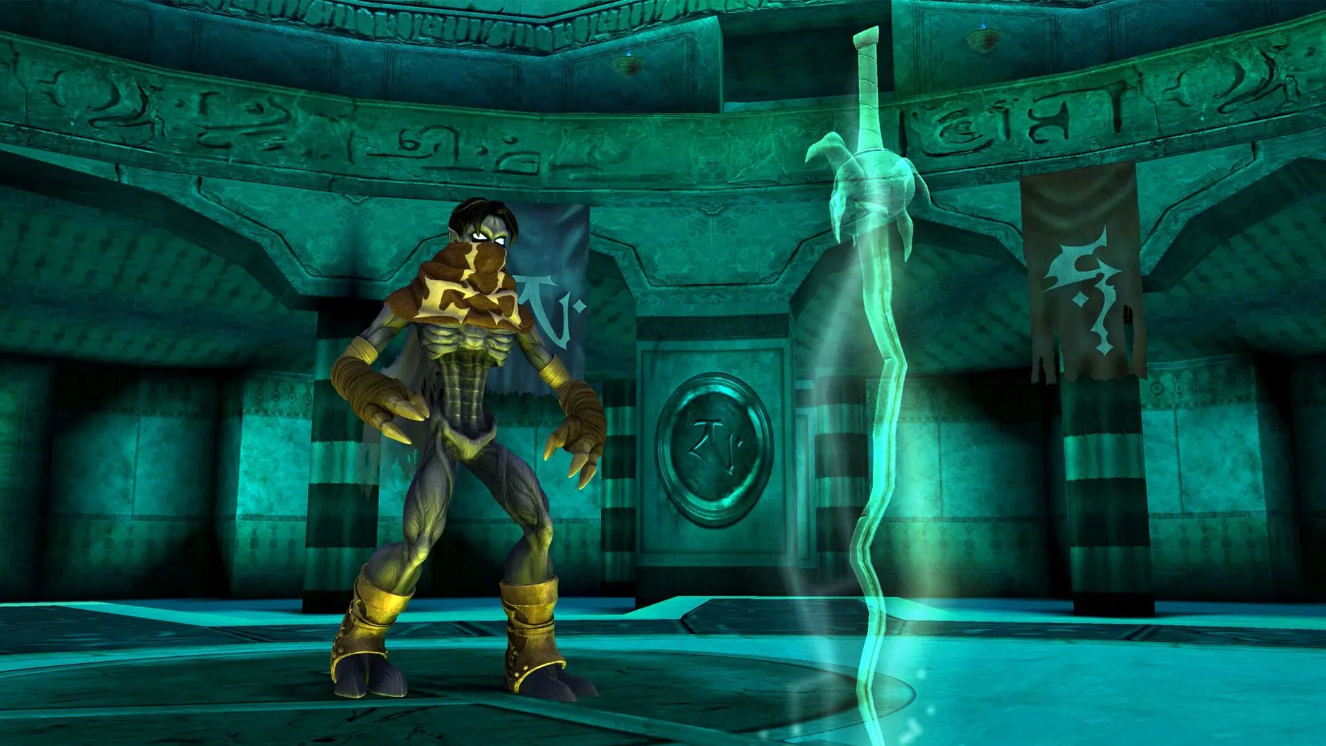 Hình ảnh quảng cáo cho bản remastered của Legacy of Kain: Soul Reaver 1 &amp; 2, một series game hành động phiêu lưu.