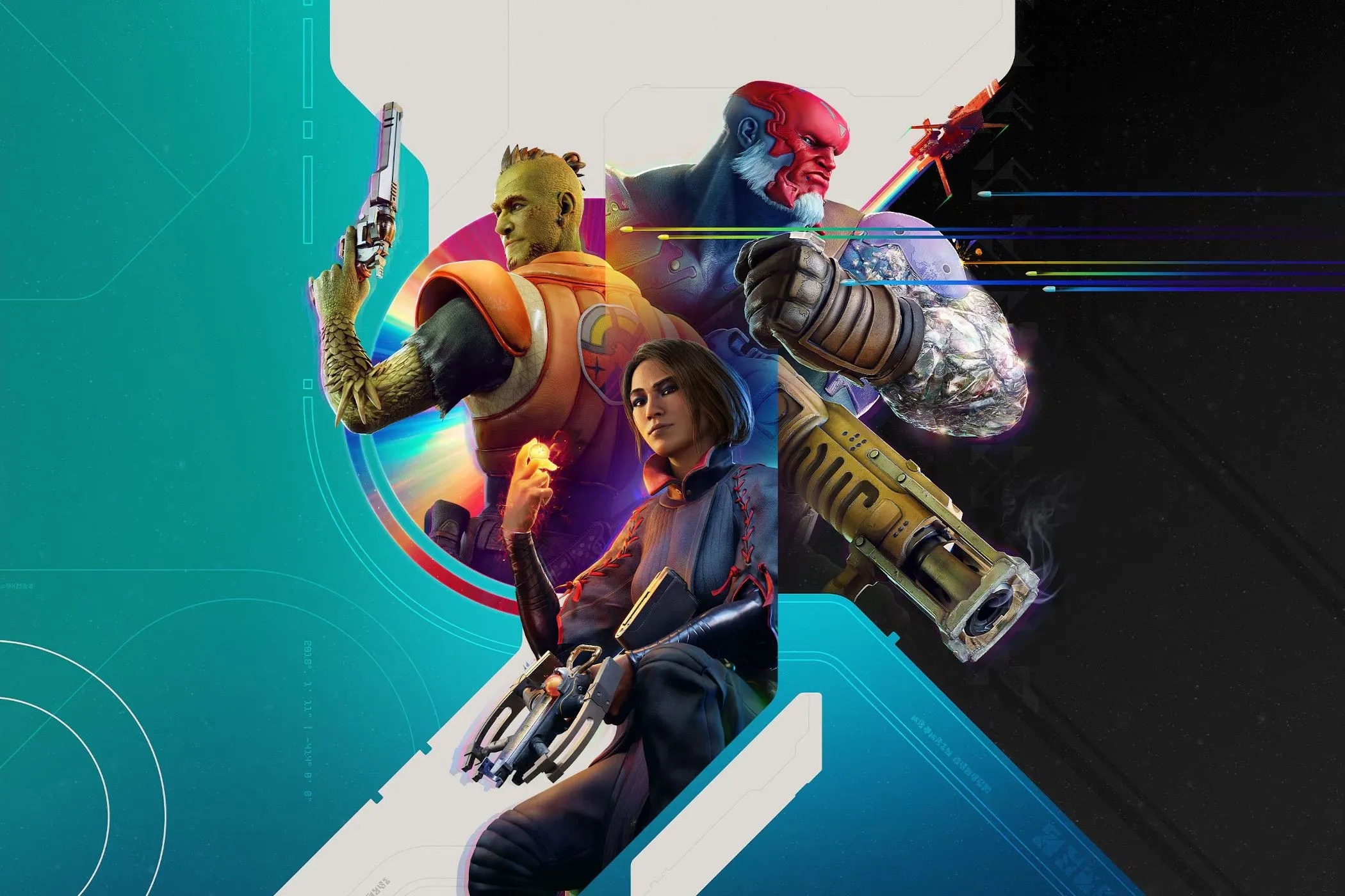 Hình ảnh quảng cáo game Concord với ba nhân vật có thể chơi.
