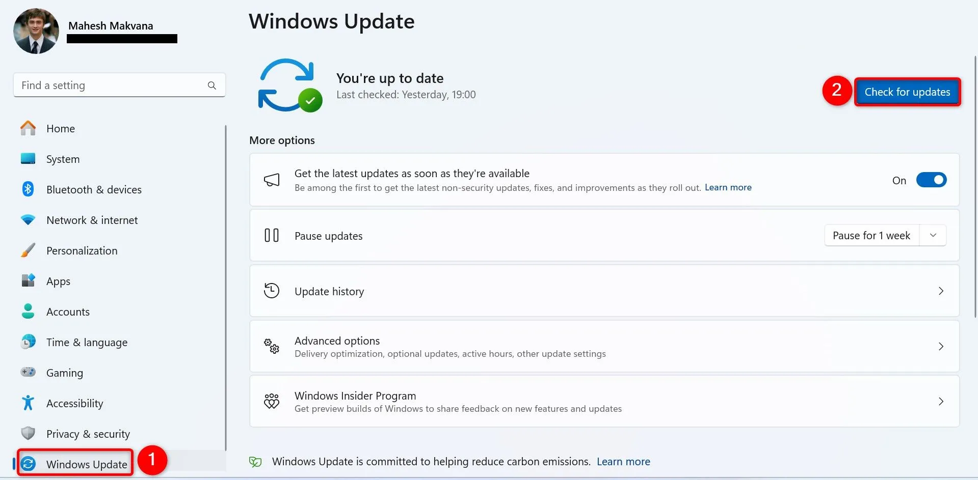Kiểm tra và cài đặt bản cập nhật Windows 11 mới nhất để cải thiện hiệu suất và bảo mật
