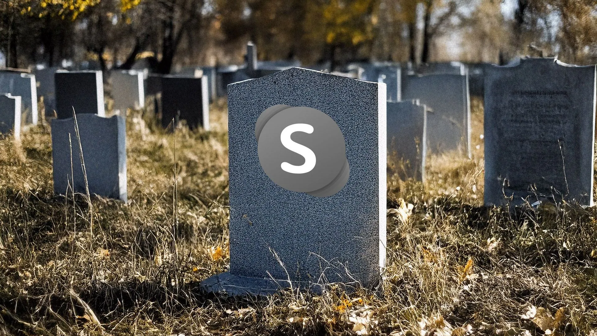 Logo Skype với hiệu ứng sụp đổ, biểu tượng cho việc nền tảng này sắp ngừng hoạt động