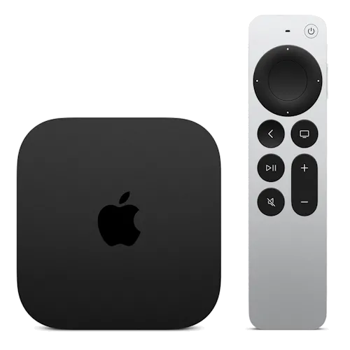Logo và tên gọi Apple TV 4K, đại diện cho thiết bị giải trí truyền hình của Apple hỗ trợ độ phân giải 4K và các tính năng thông minh