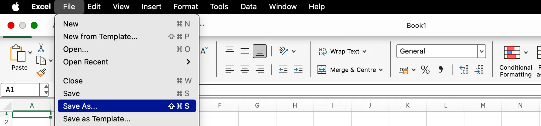 Lưu một tệp cục bộ trong Microsoft Excel.