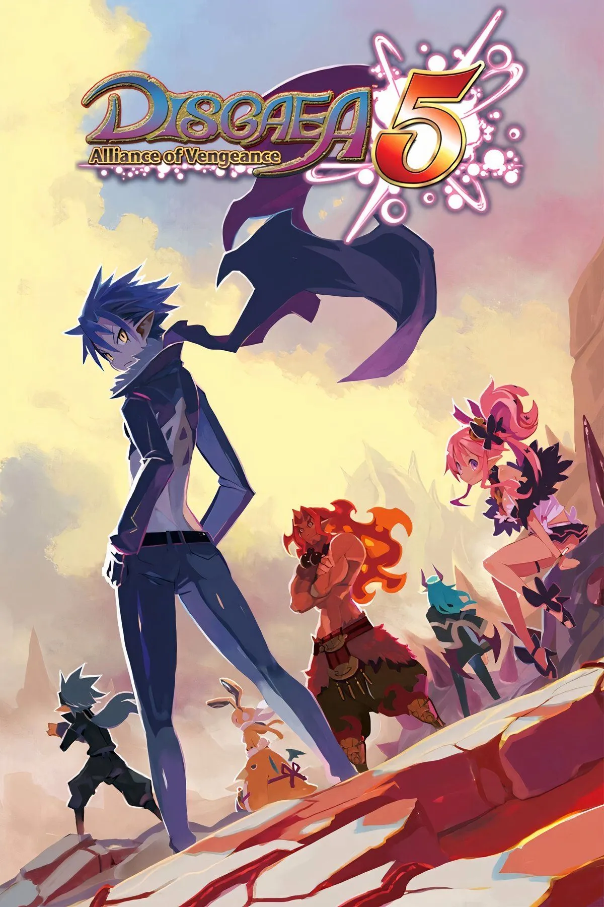 Màn hình chiến đấu đầy màu sắc của Disgaea 5: Alliance of Vengeance với các hiệu ứng kỹ năng