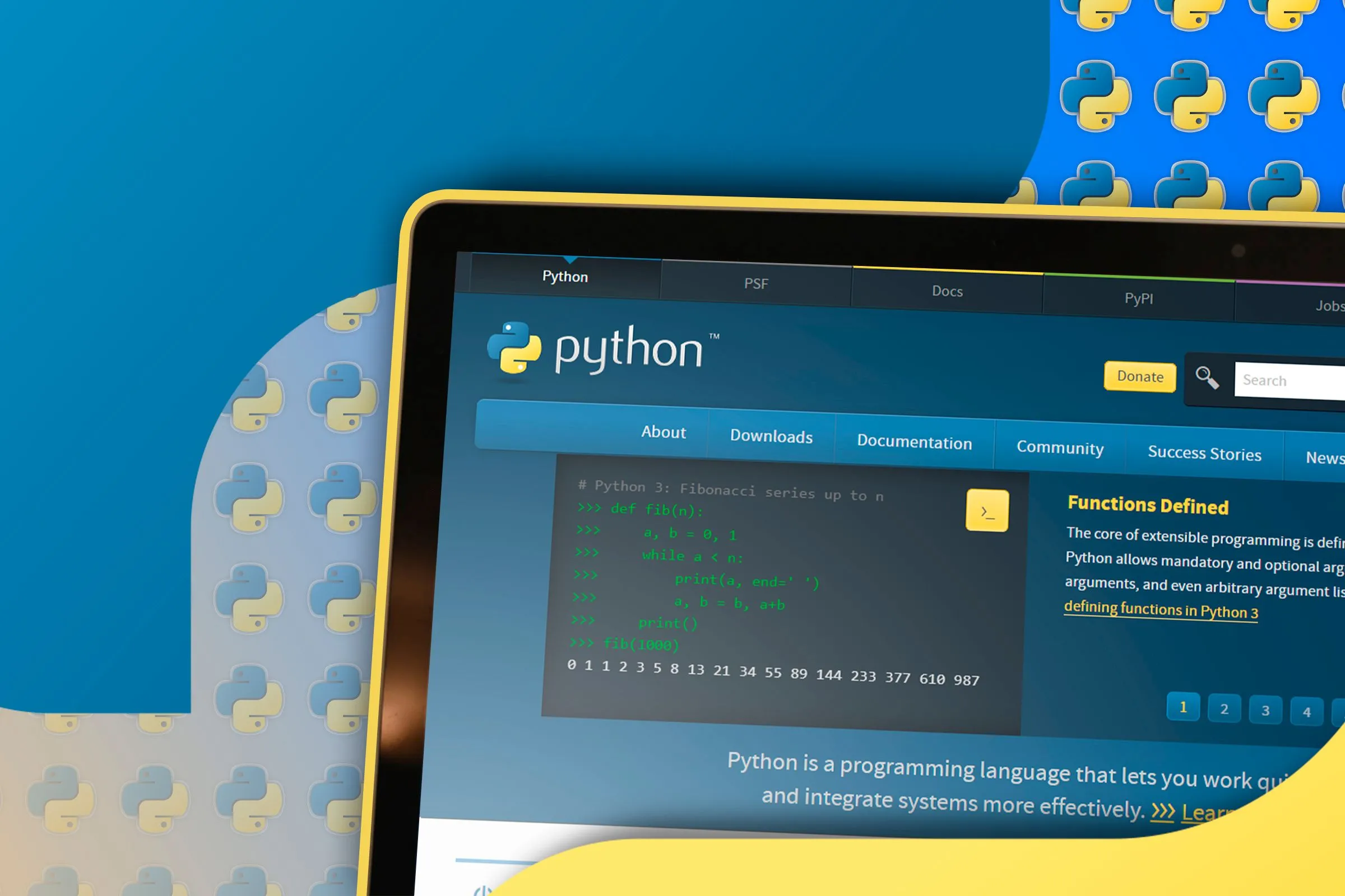 Màn hình hiển thị trang web tải xuống Python, liên quan đến trình quản lý gói PIP