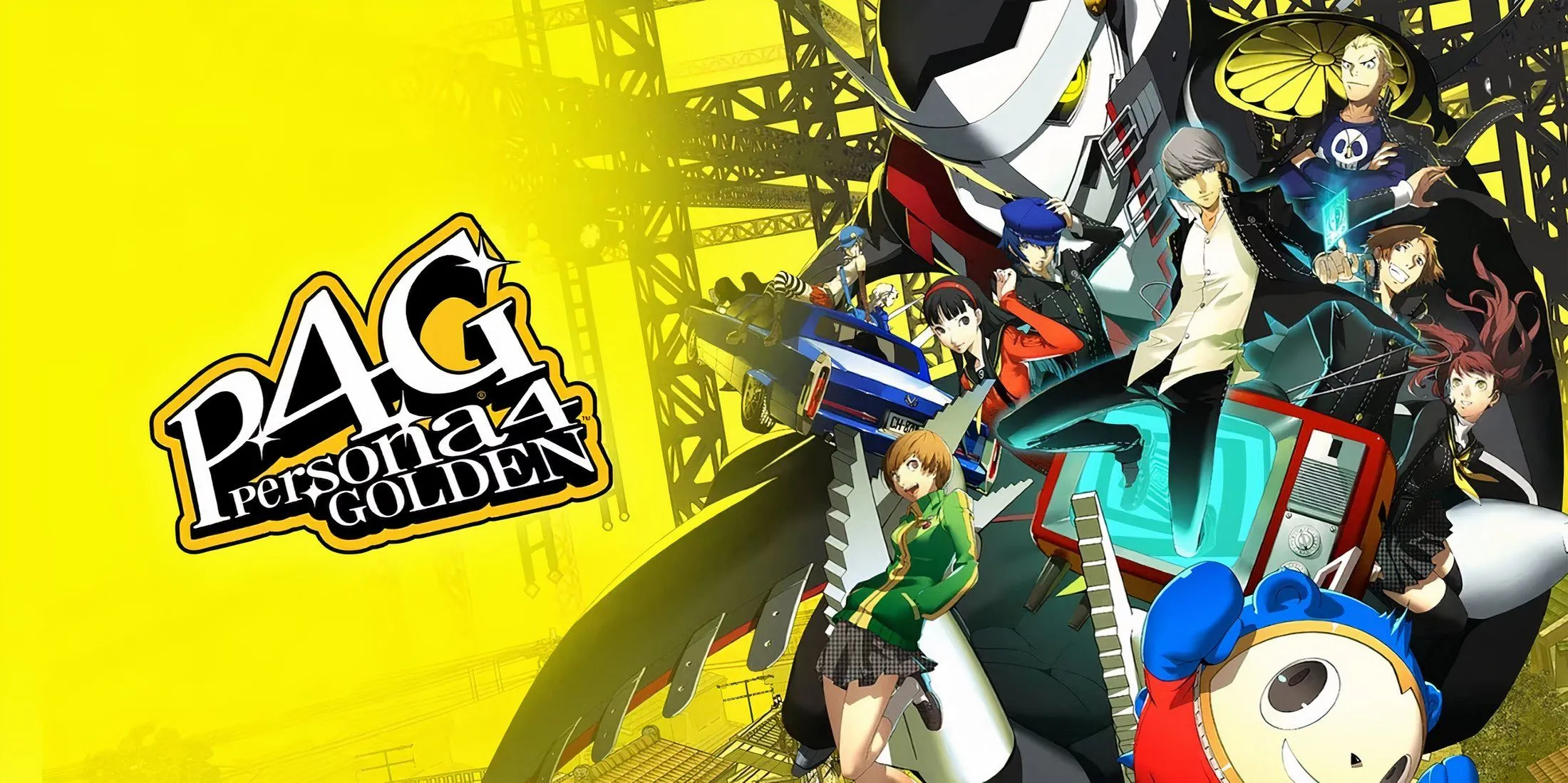 Màn hình logo của Persona 4 Golden, một tựa game JRPG nổi bật trên thiết bị cầm tay PlayStation Vita.