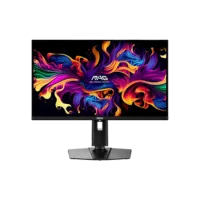 Màn hình MSI MAG 271QPX QD-OLED E2 hiển thị trên nền trong suốt