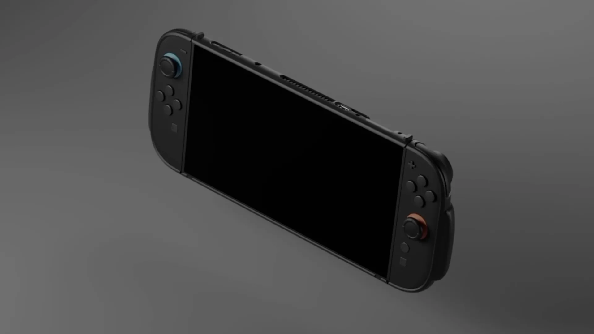 Mô hình Nintendo Switch 2 của Genki với thiết kế màu đen mờ và đường nét góc cạnh, hứa hẹn một vẻ ngoài sang trọng hơn.