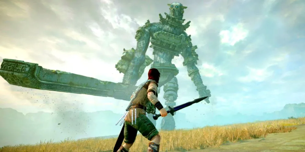 Một trong những Colossus hùng vĩ trong Shadow of the Colossus, một game phiêu lưu hành động nổi tiếng với nhạc nền bi tráng và cốt truyện sâu sắc.