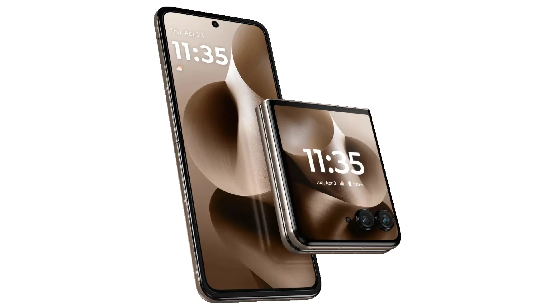 Motorola Razr 60 Ultra gập lại, hiển thị màn hình phụ lớn và camera.
