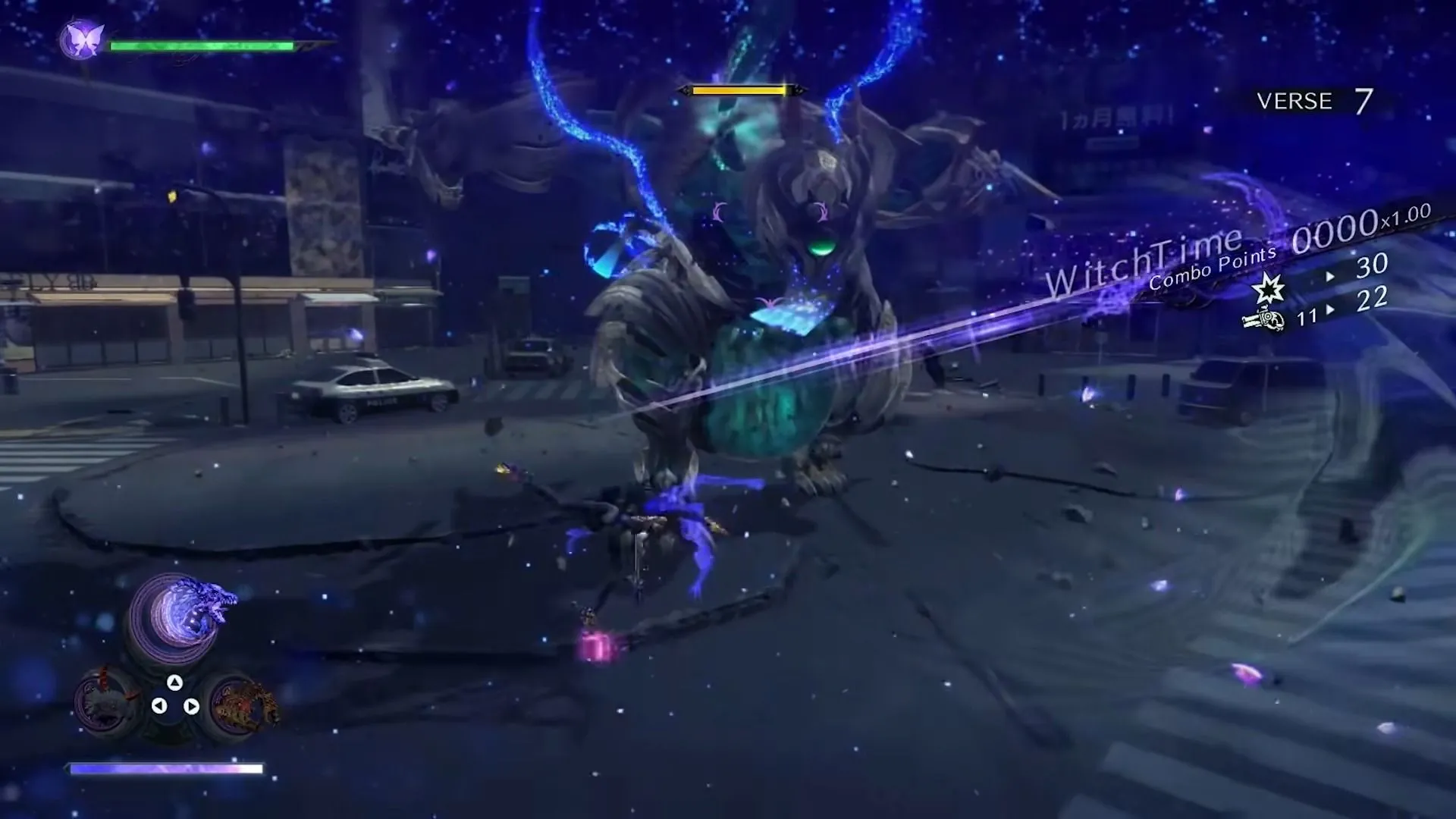 Người chơi kích hoạt Witch Time trong Bayonetta 3, làm chậm thời gian khi né đòn