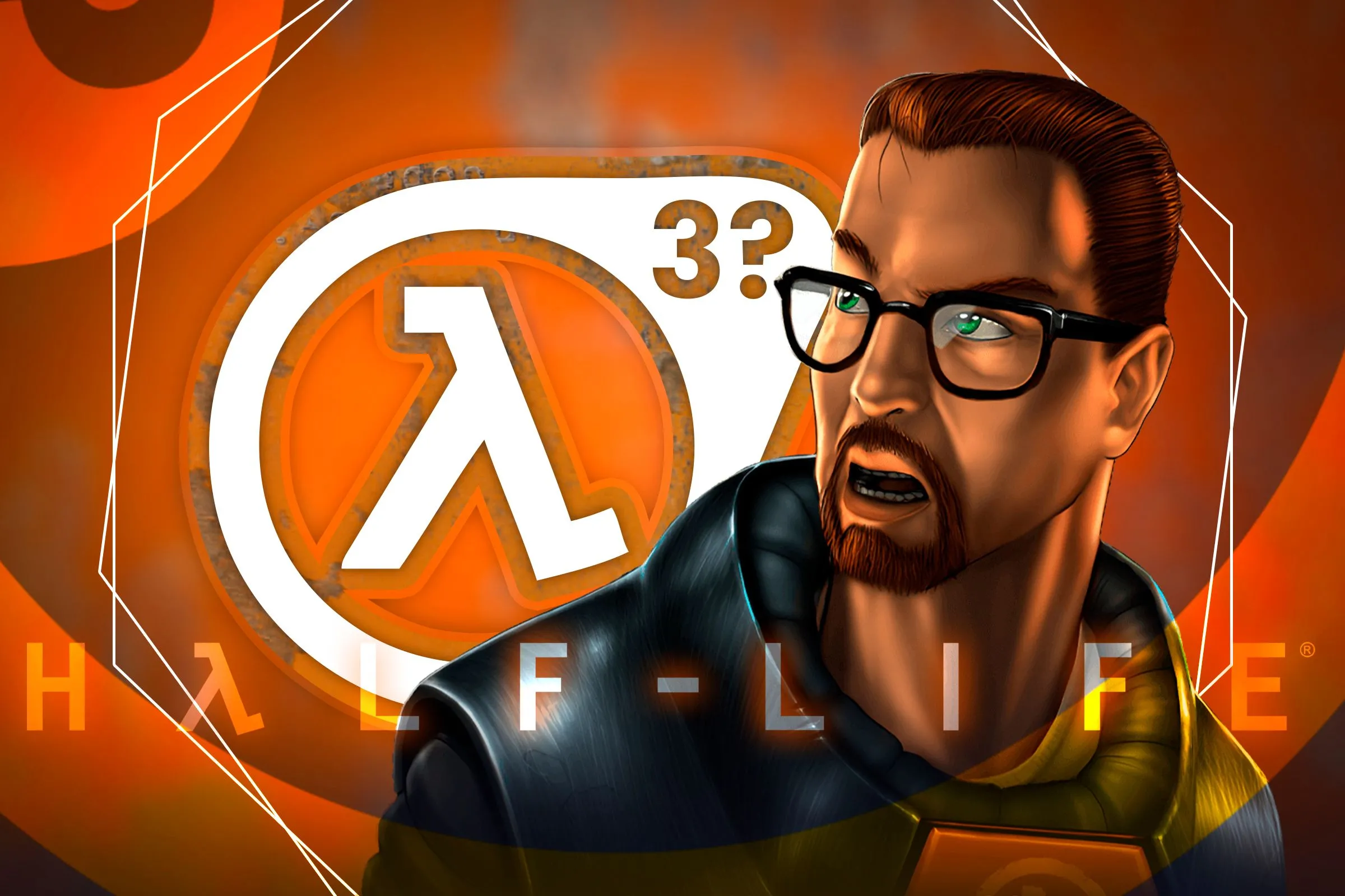 Nhân vật Gordon Freeman từ Half-Life và logo Half-Life 3, minh họa di sản game của Valve.