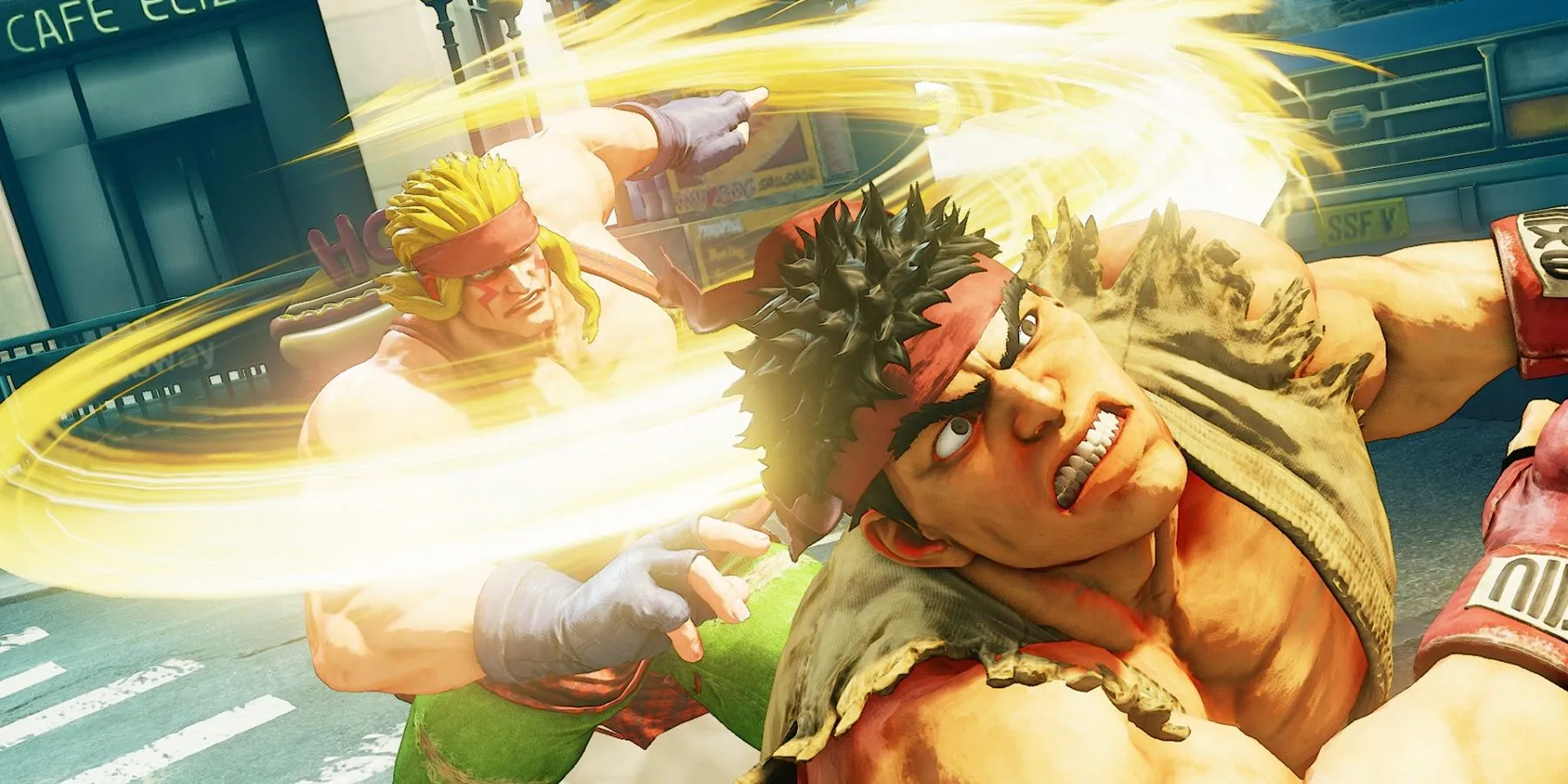 Nhân vật Ryu trong game Street Fighter V, sẵn sàng cho trận đấu đối kháng kịch tính.