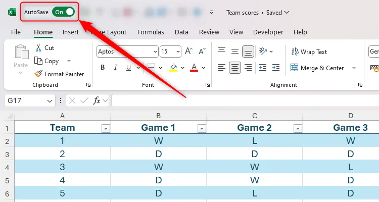 Nút AutoSave đã được bật trong một sổ làm việc Excel, đảm bảo dữ liệu luôn được lưu tự động.