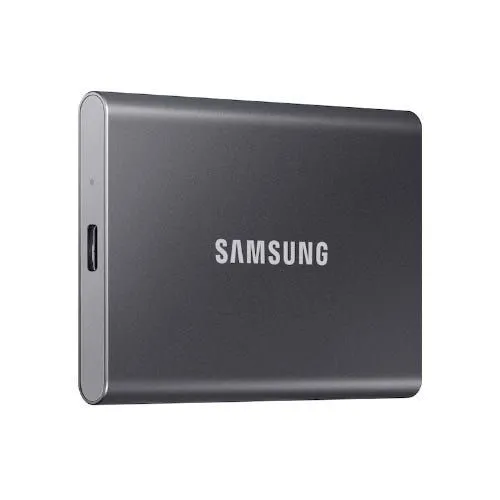 Ổ cứng di động Samsung T7 Portable SSD màu xanh, thiết kế nhỏ gọn, cung cấp tốc độ truyền dữ liệu siêu nhanh.