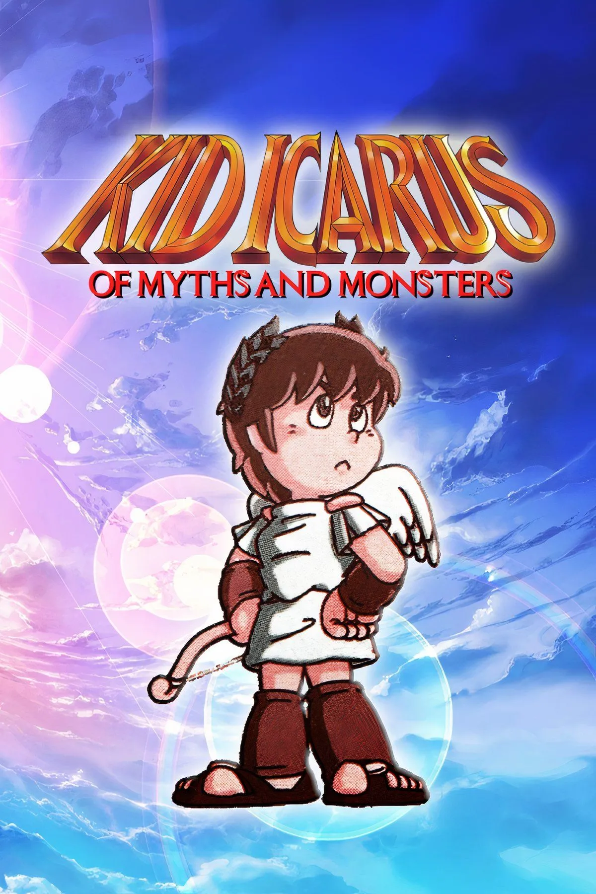 Pit từ Kid Icarus: Of Myths and Monsters trên Game Boy bay qua các tầng của mê cung