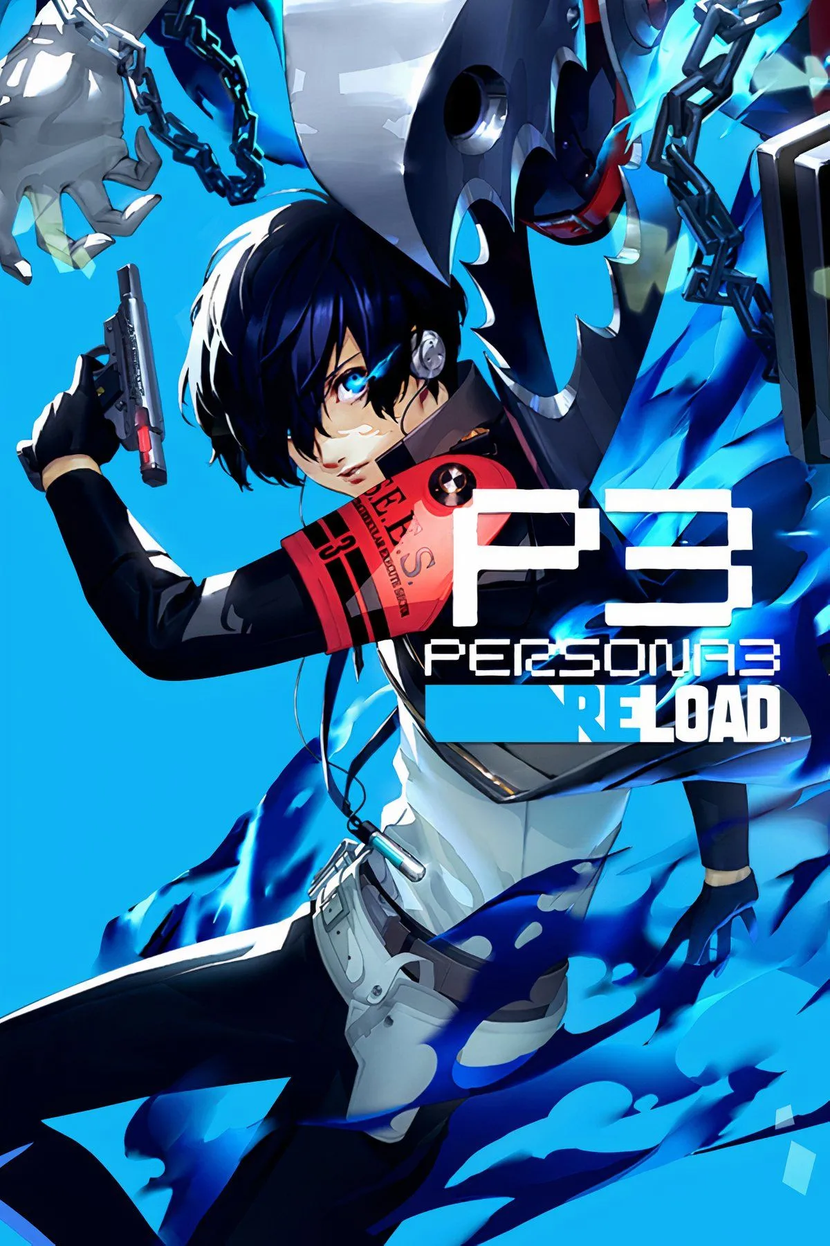 Poster Persona 3 Reload với các nhân vật học sinh trong trang phục đặc trưng, giới thiệu về tựa game JRPG và mô phỏng xã hội hấp dẫn.
