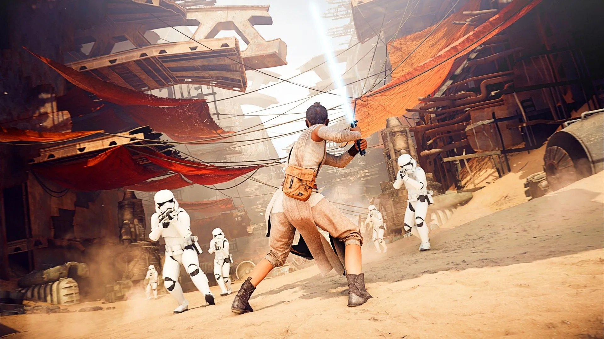 Rey đối đầu Stormtrooper trong Star Wars Battlefront 2
