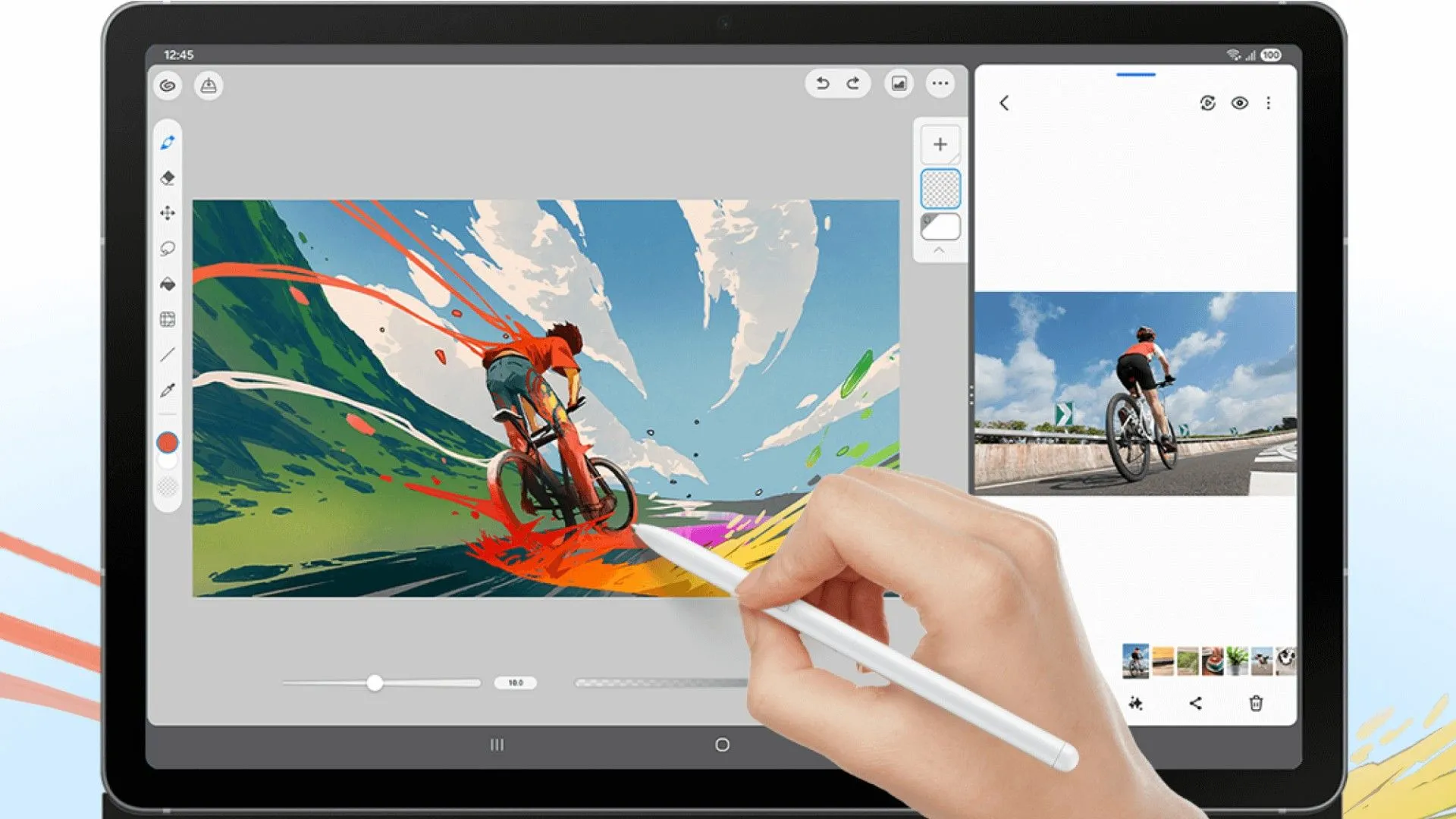Samsung Galaxy Tab S10 FE đang được sử dụng để vẽ bằng bút S Pen
