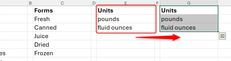 Sao chép các ô trong Excel bằng cách giữ Ctrl và kéo thả