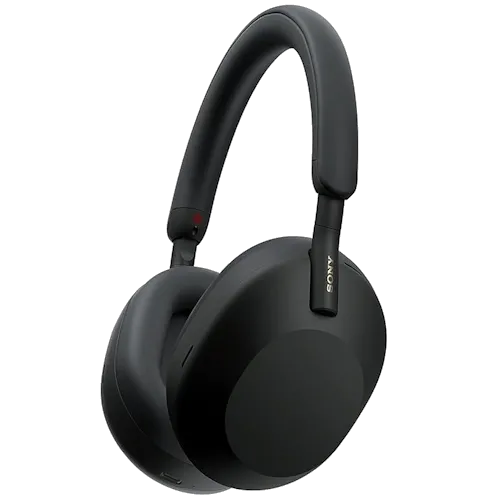 Tai nghe chống ồn Sony WH-1000XM5 màu đen với thiết kế over-ear sang trọng và đệm tai êm ái, mang lại trải nghiệm nghe nhạc đỉnh cao và khả năng khử tiếng ồn chủ động vượt trội. Đây là lựa chọn tai nghe cao cấp.