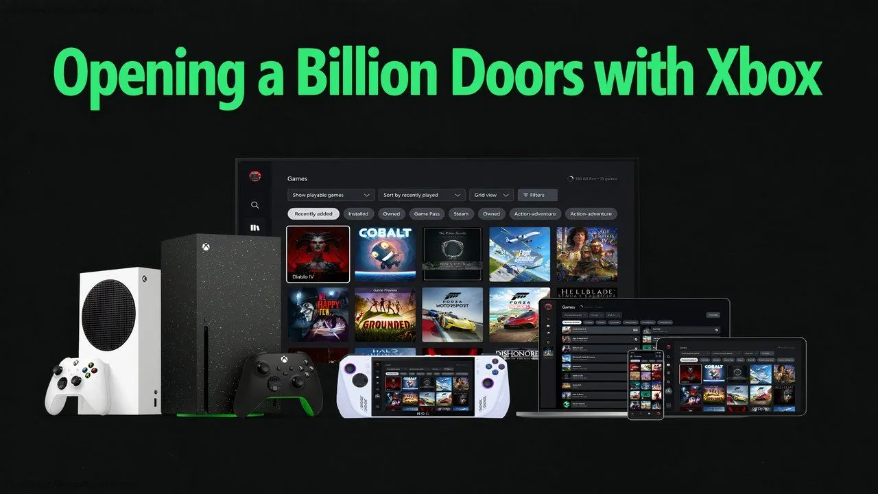 Tầm nhìn &quot;mọi màn hình là Xbox&quot; của Microsoft, với nhiều thiết bị khác nhau có thể chơi hoặc stream game Xbox.