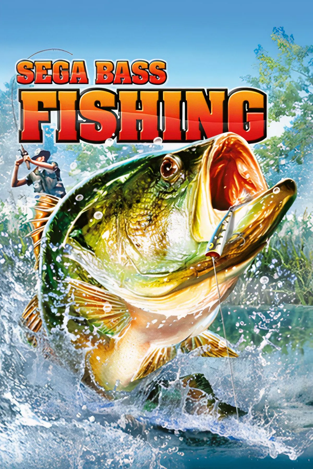 Tay cầm chơi game hình cần câu cá với cuộn dây của SEGA Bass Fishing