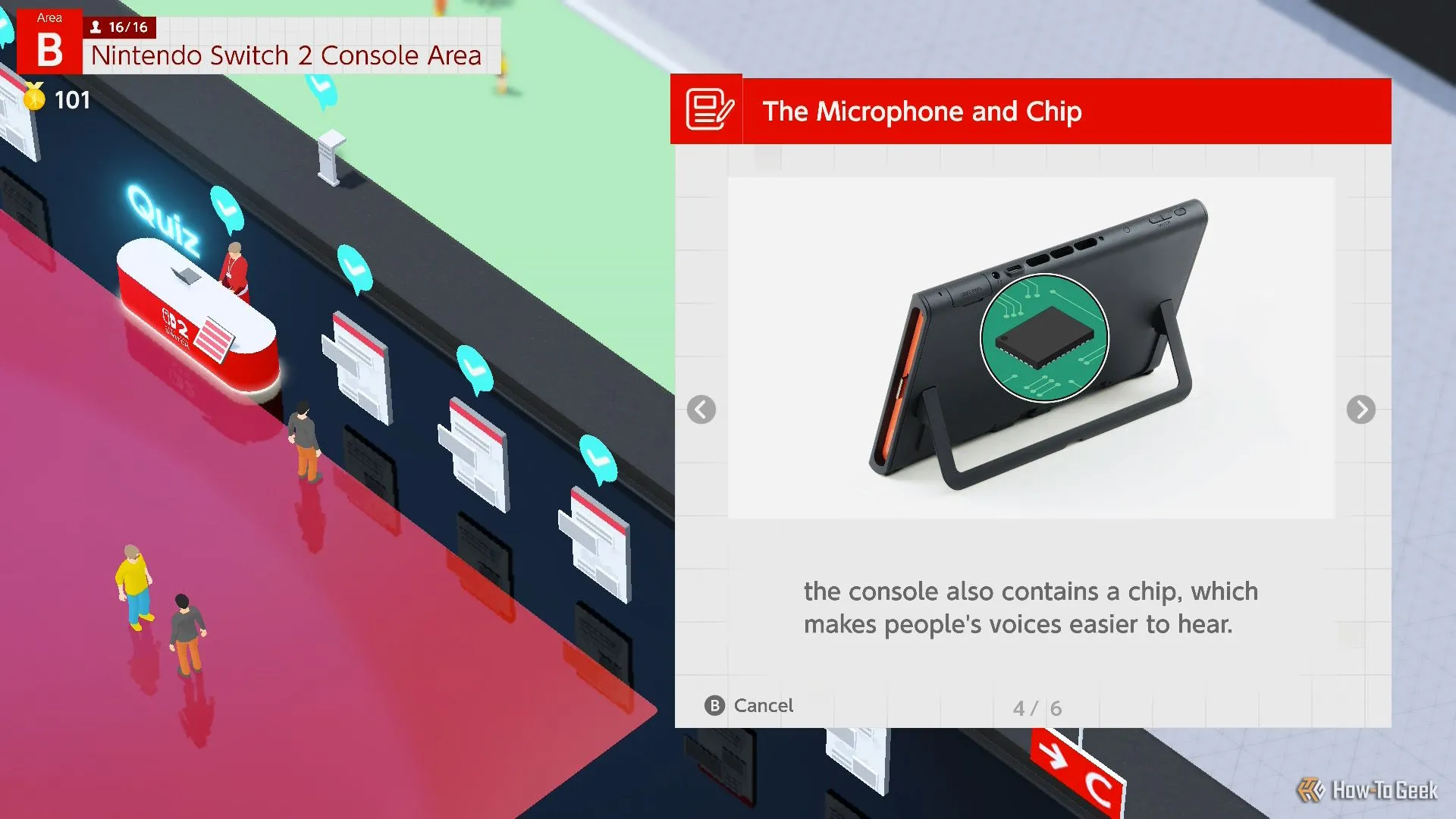 Thông tin về chip micro khử tiếng ồn trong Nintendo Switch 2 từ Welcome Tour.