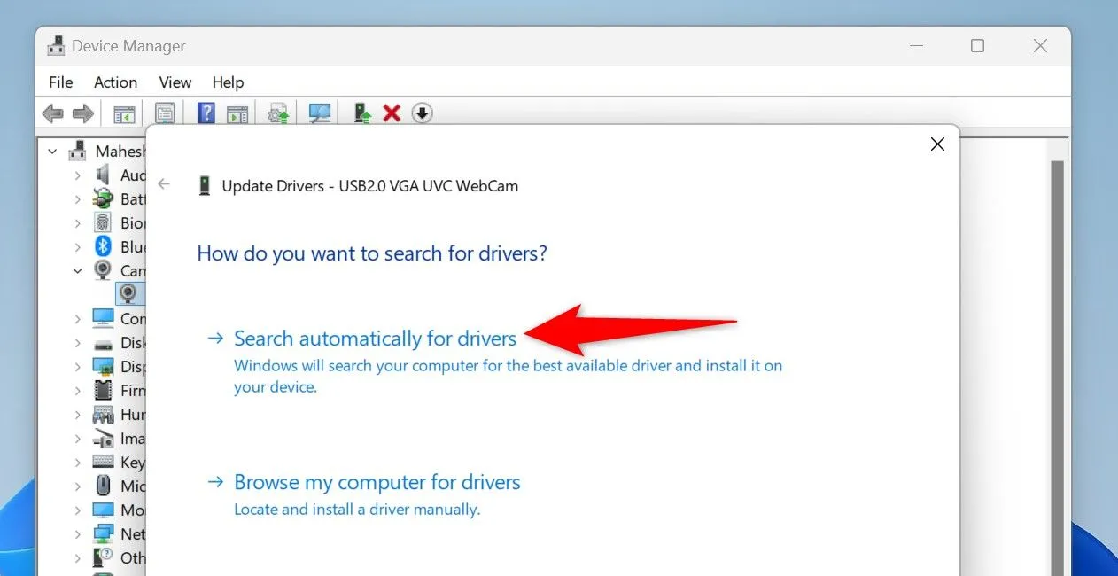 Tìm kiếm trình điều khiển tự động để Windows 11 tự động cài đặt driver mới nhất
