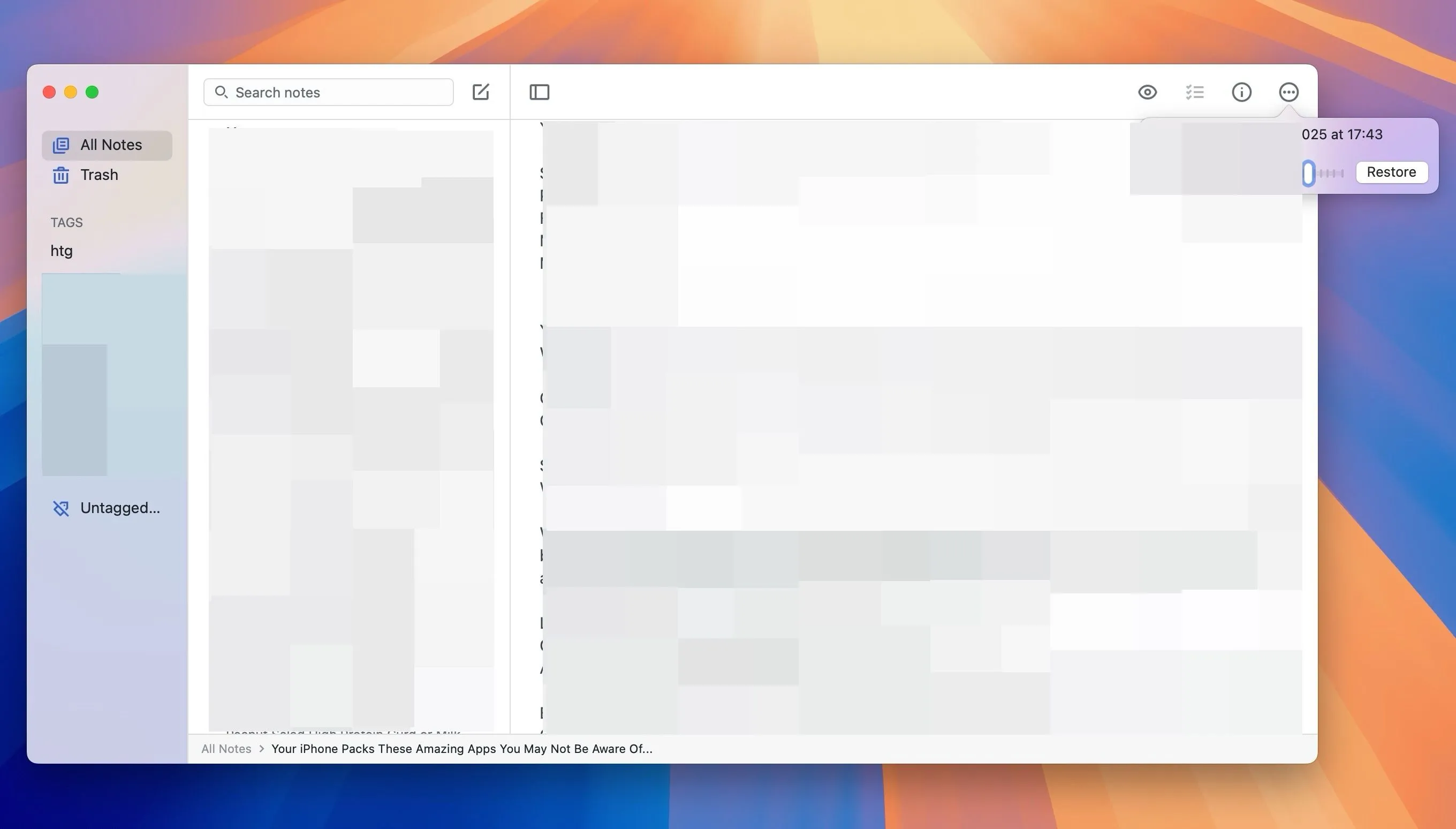 Tính năng lịch sử phiên bản của Simplenote cho phép khôi phục ghi chú về các thay đổi trước đó trên máy Mac.