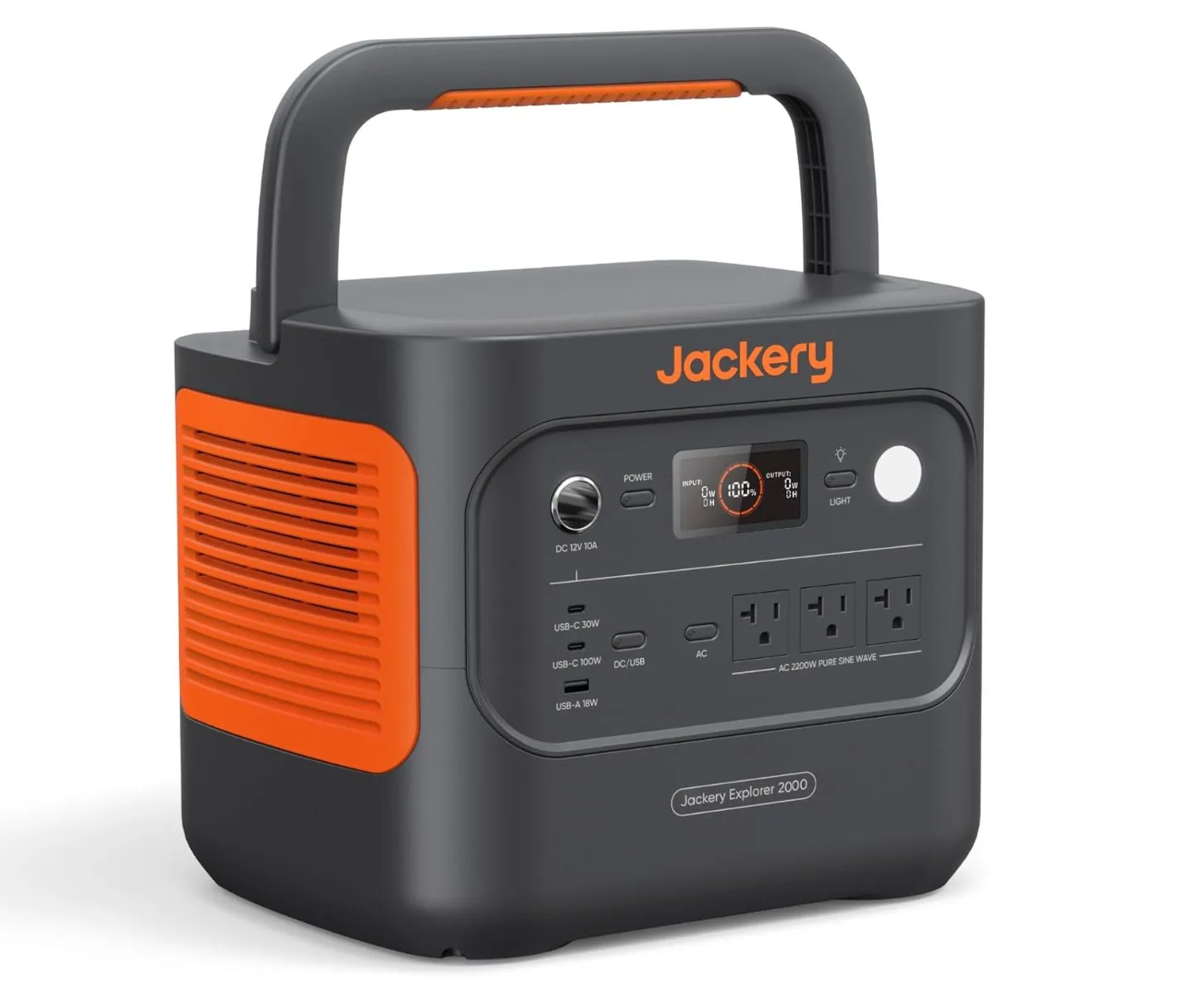 Trạm phát điện di động Jackery Explorer 2000 V2 với thiết kế mạnh mẽ, các cổng kết nối đa dạng, sẵn sàng cung cấp năng lượng cho gia đình hoặc khi đi cắm trại, dã ngoại. Sản phẩm này là giải pháp pin dự phòng công suất lớn.