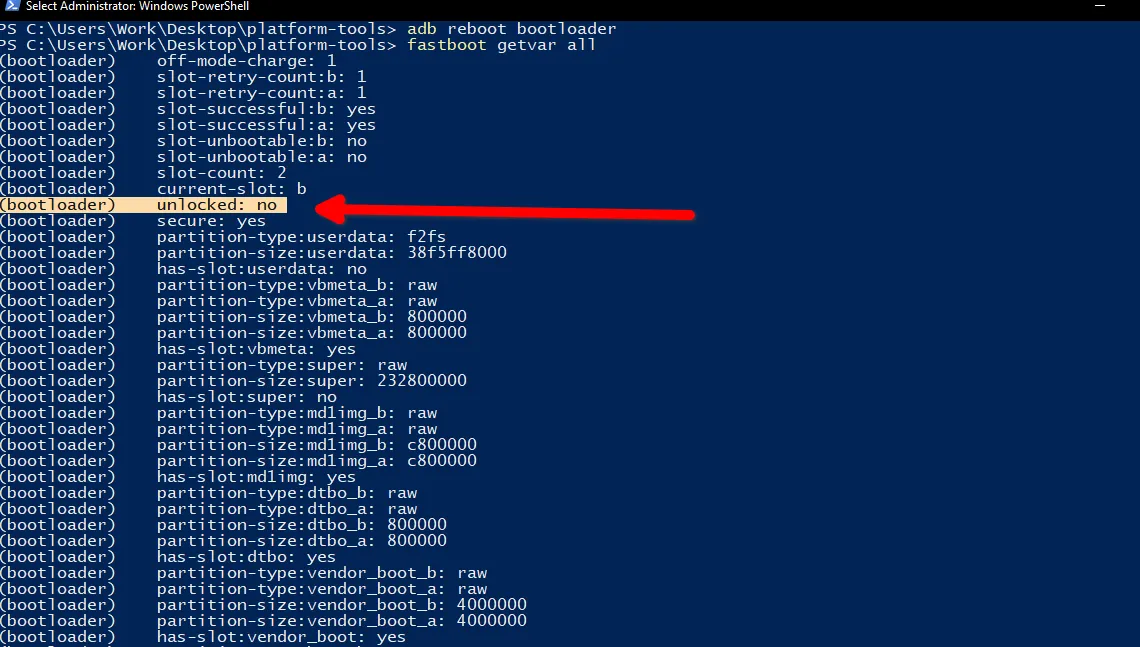 Trạng thái bootloader đã được xác minh (Verified Boot), cho thấy hệ thống đang chạy phiên bản Android chính thức an toàn.
