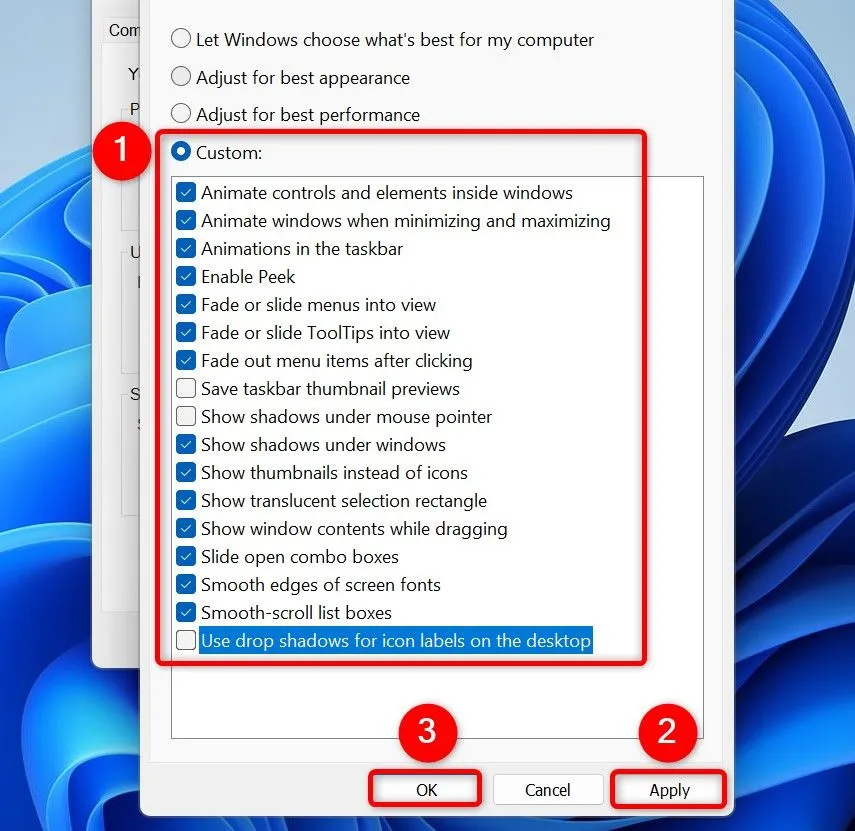 Tùy chỉnh các hiệu ứng hình ảnh để cân bằng giữa trải nghiệm và hiệu suất trên Windows 11
