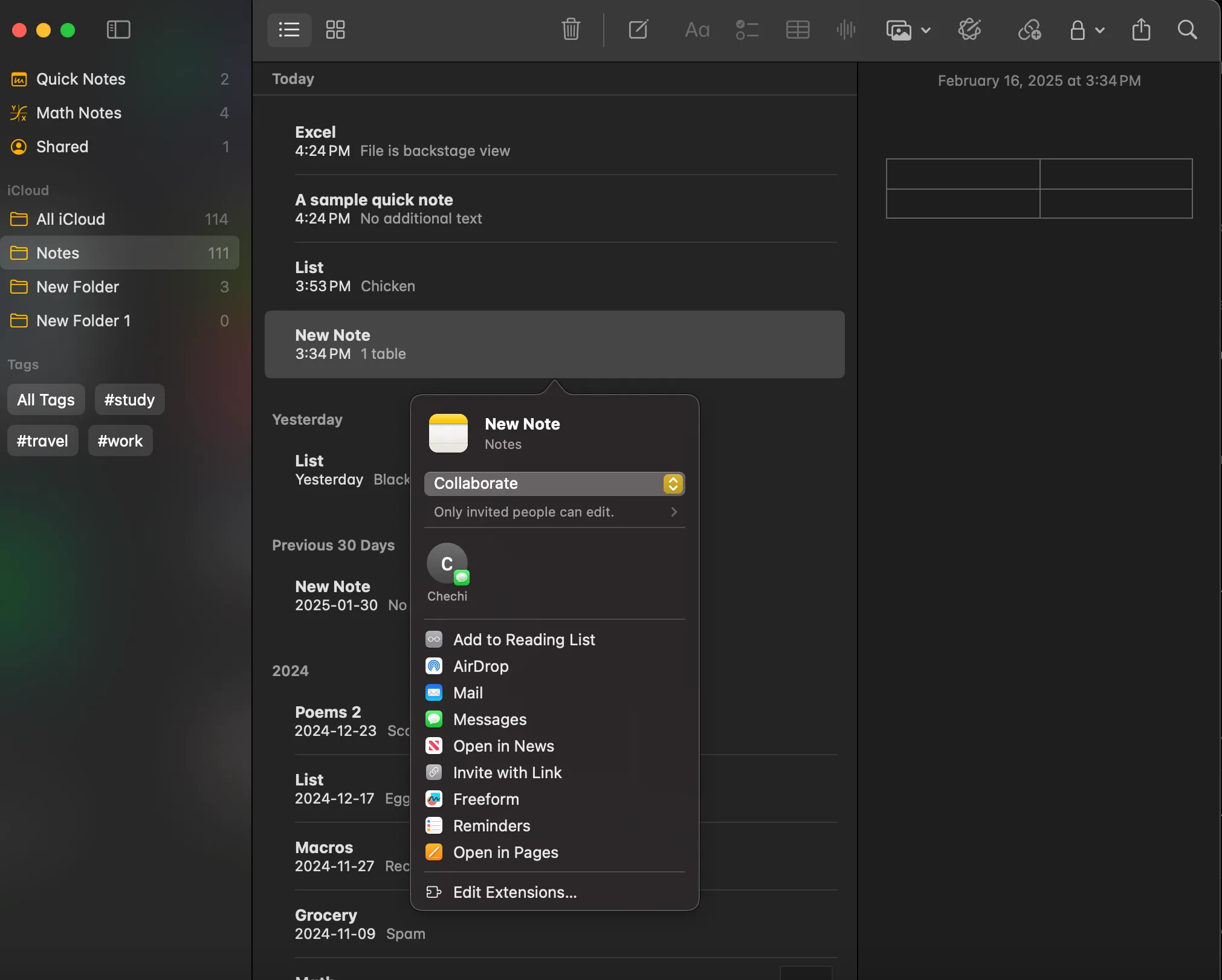 Tùy chọn chia sẻ và cấp quyền truy cập khi cộng tác trên ghi chú trong Apple Notes