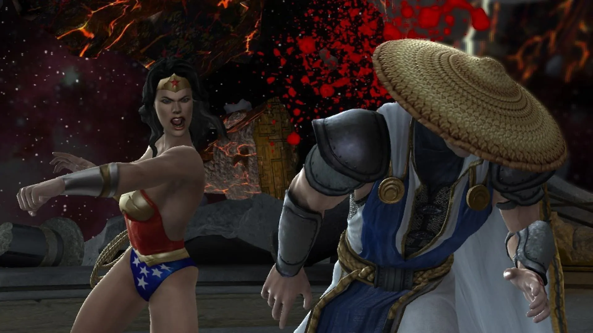 Wonder Woman và Raiden đối đầu trong game đối kháng Mortal Kombat Vs. DC Universe
