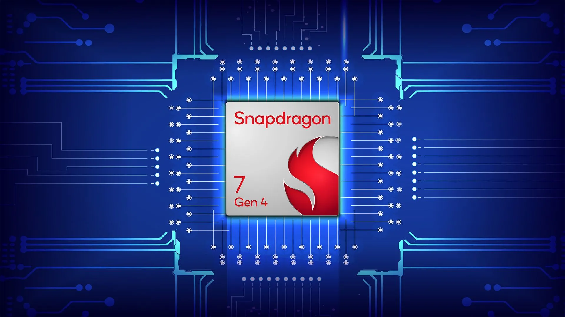Chipset Qualcomm Snapdragon 7 Gen 4 với logo và cấu trúc vi xử lý