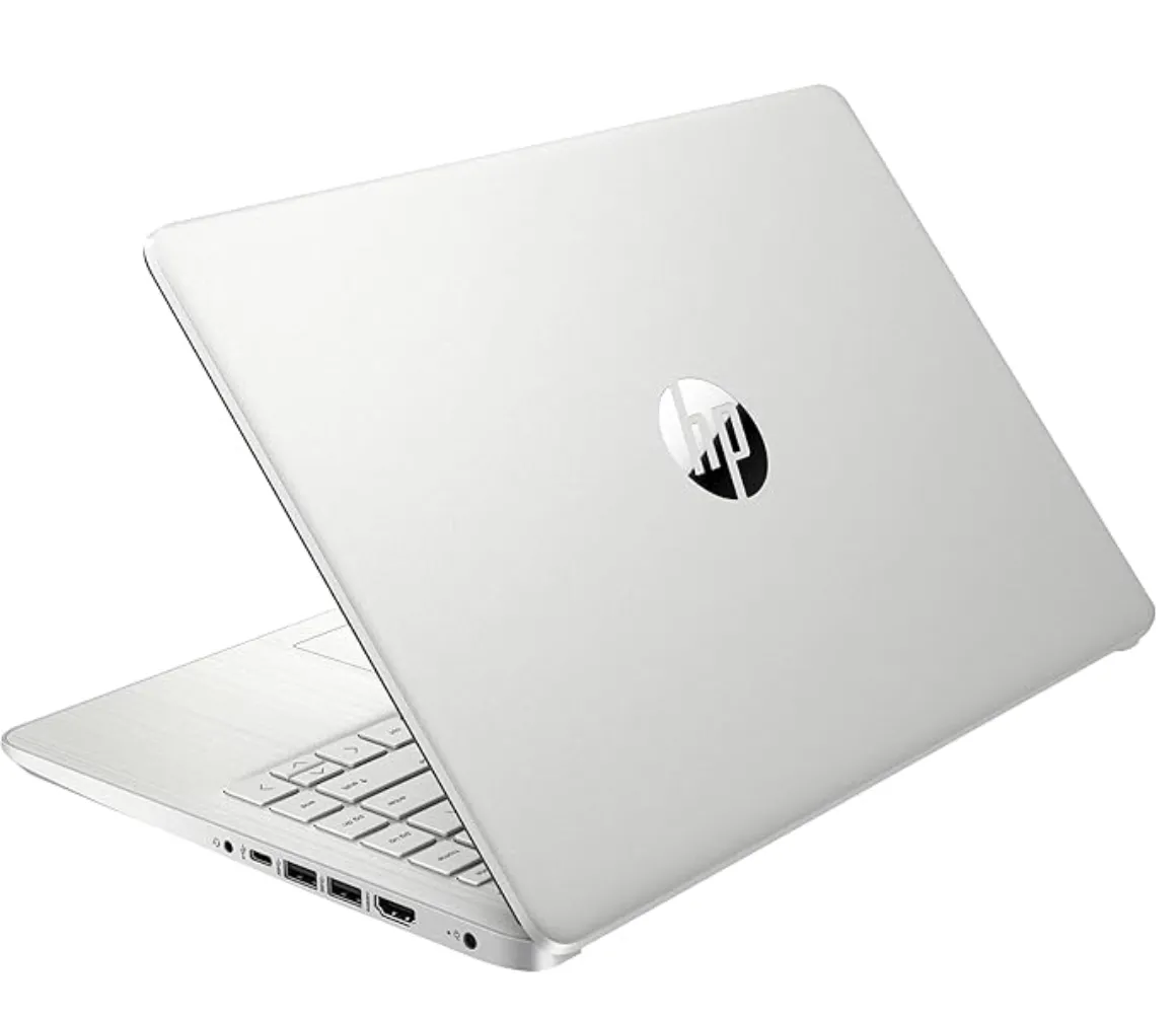 Laptop HP Stream 14 inch màu xanh dương với màn hình HD và bàn phím đầy đủ.