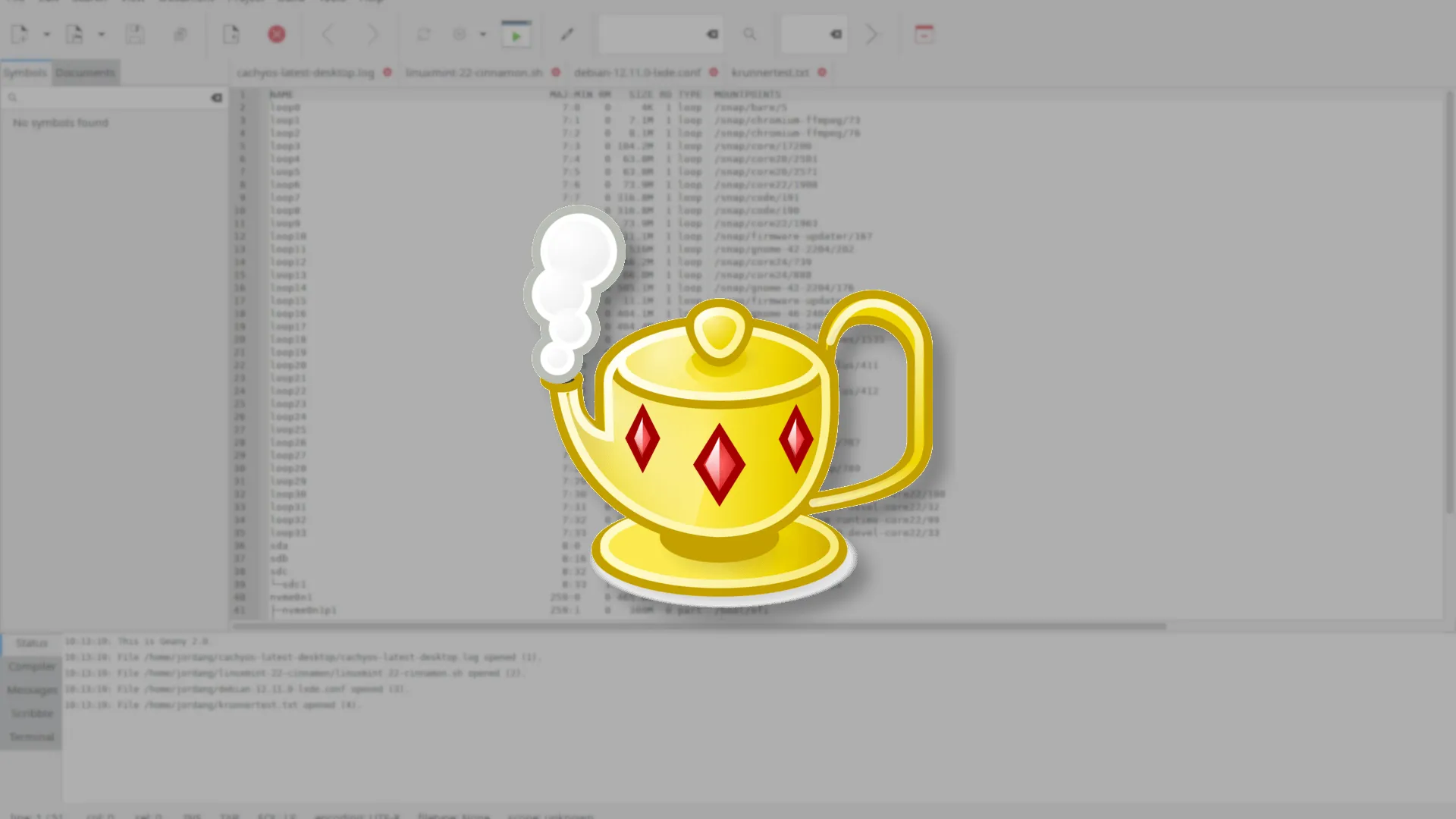 Logo phần mềm IDE mã nguồn mở Geany trên giao diện lập trình, đánh dấu bản cập nhật 2.1