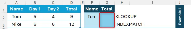 A data table on the left of an Excel workbook, with a data retrieval table on the right, where a person