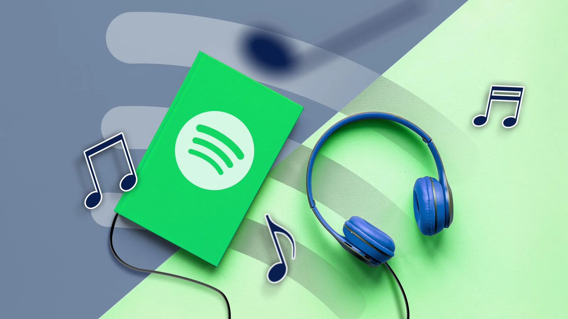 Biểu tượng audiobook với tai nghe và sách, minh họa tính năng mới của Spotify cho phép thành viên gói gia đình nghe sách nói.