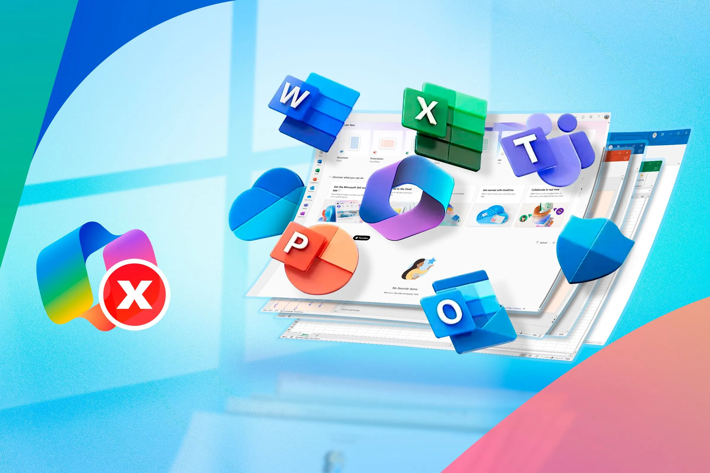 Các ứng dụng Microsoft 365 với biểu tượng Copilot cho thấy sự tích hợp AI sâu rộng