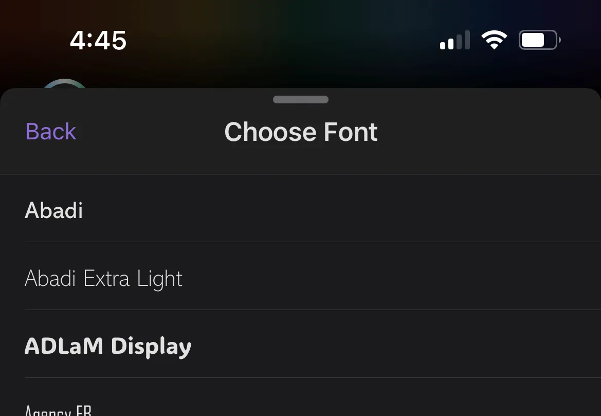 Danh sách font chữ với chế độ xem trước trong Outlook Mobile